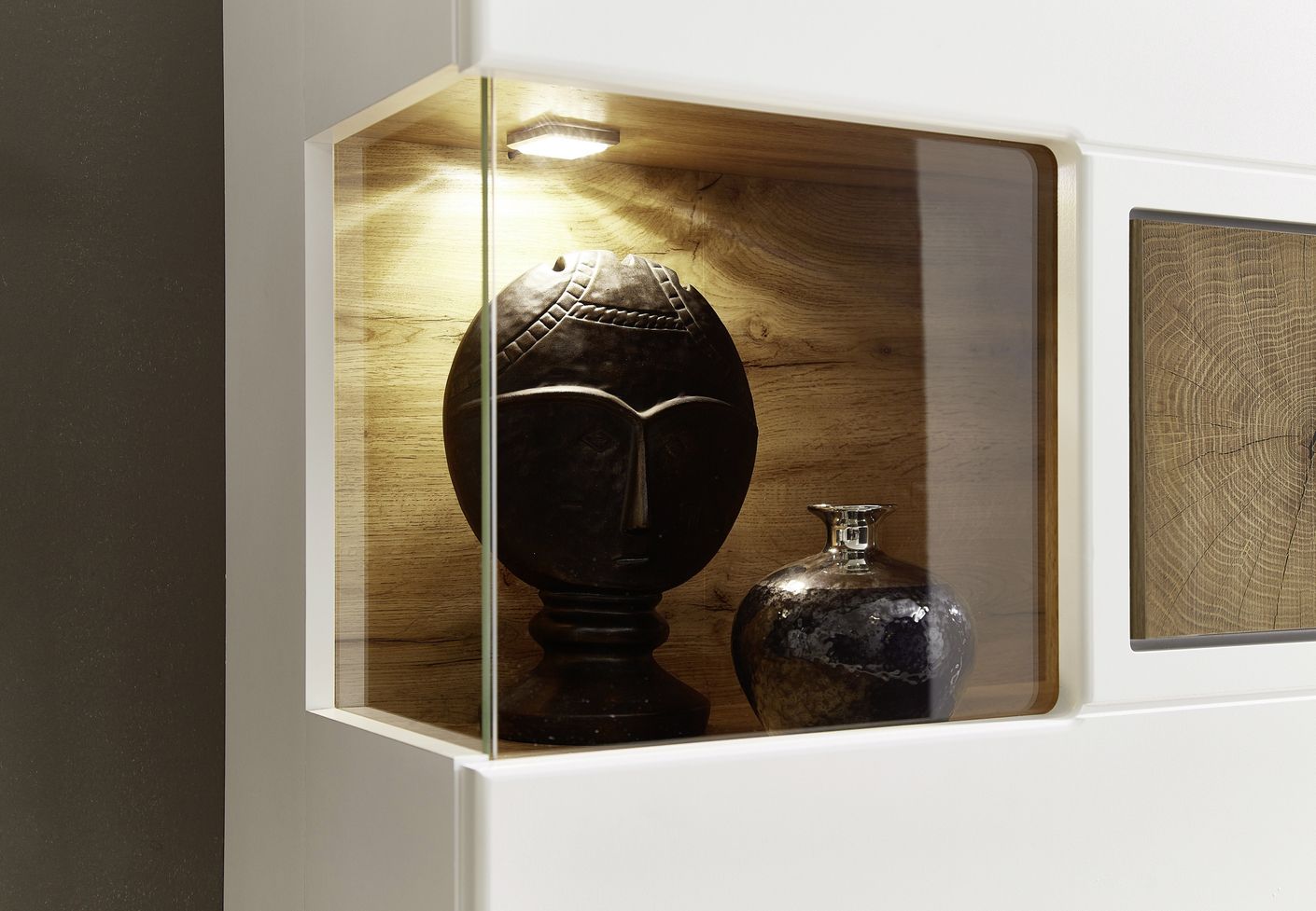 Vitrine FUN PLUS Weiß / Eiche Altholz