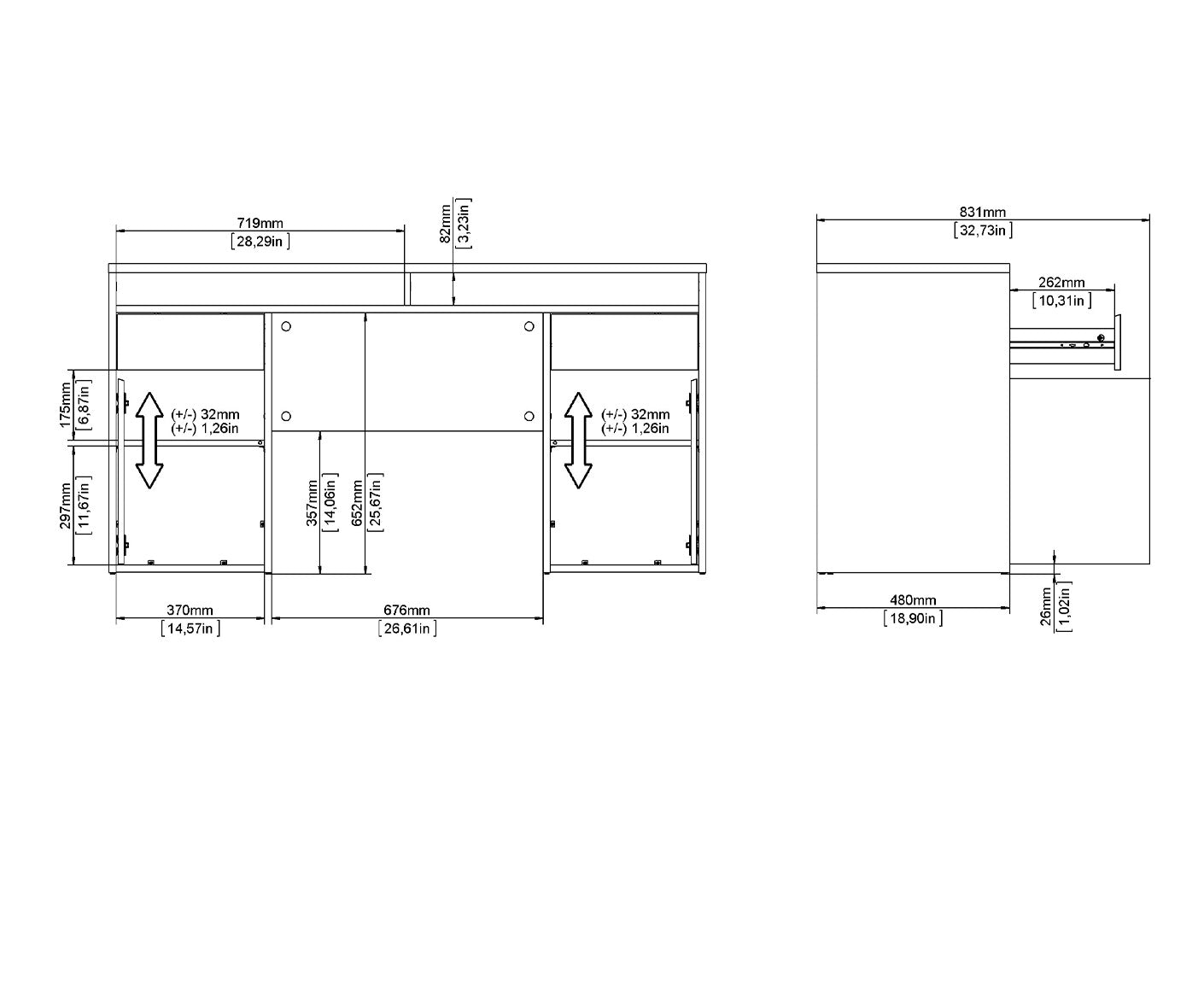 Function Plus Schreibtisch mit Schreibtischaufsatz