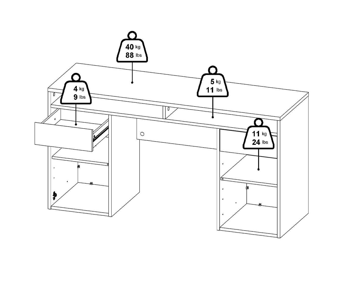 Function Plus Schreibtisch mit Schreibtischaufsatz