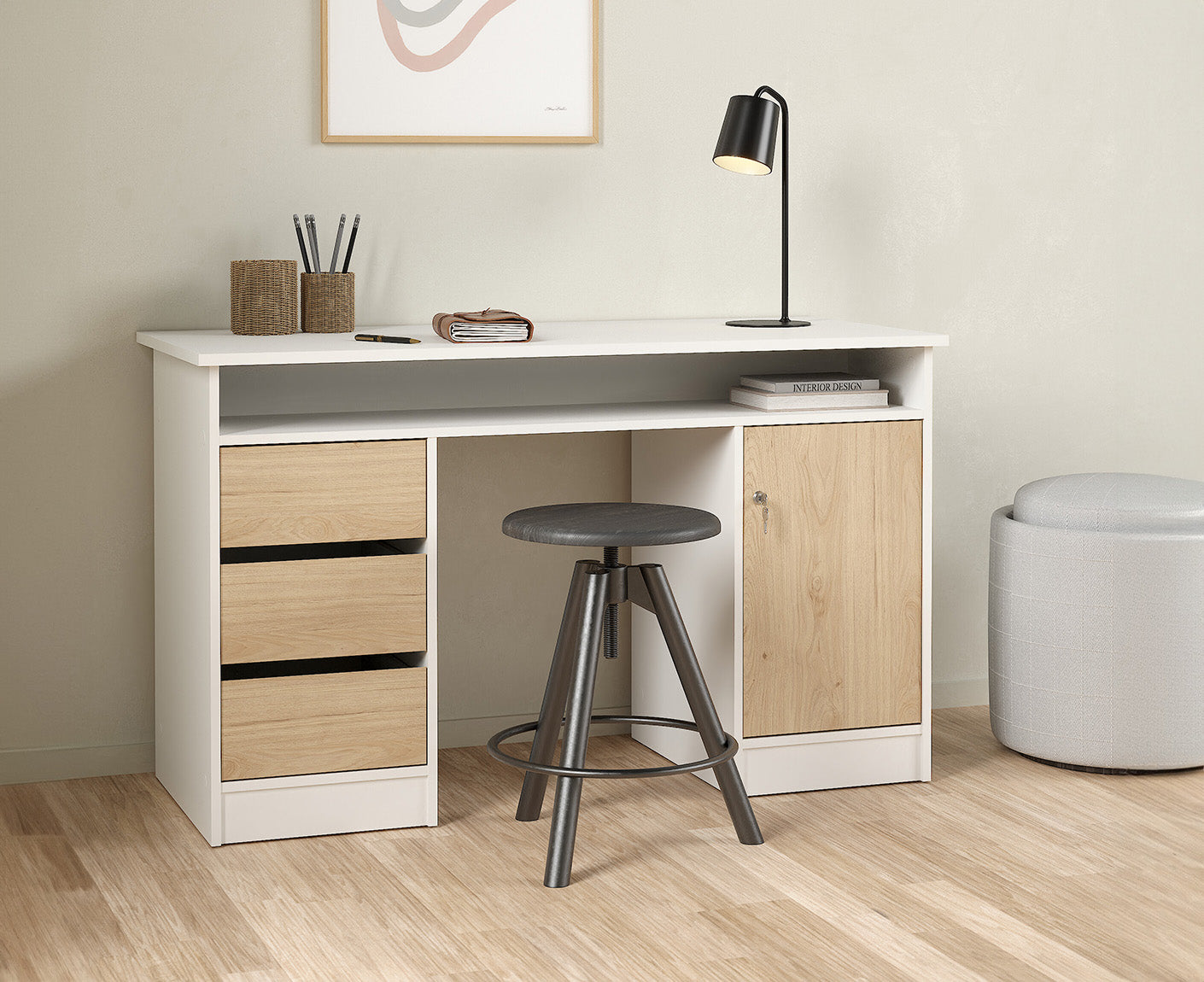 Function Plus Schreibtisch 1 Tür + 3 Schubladen