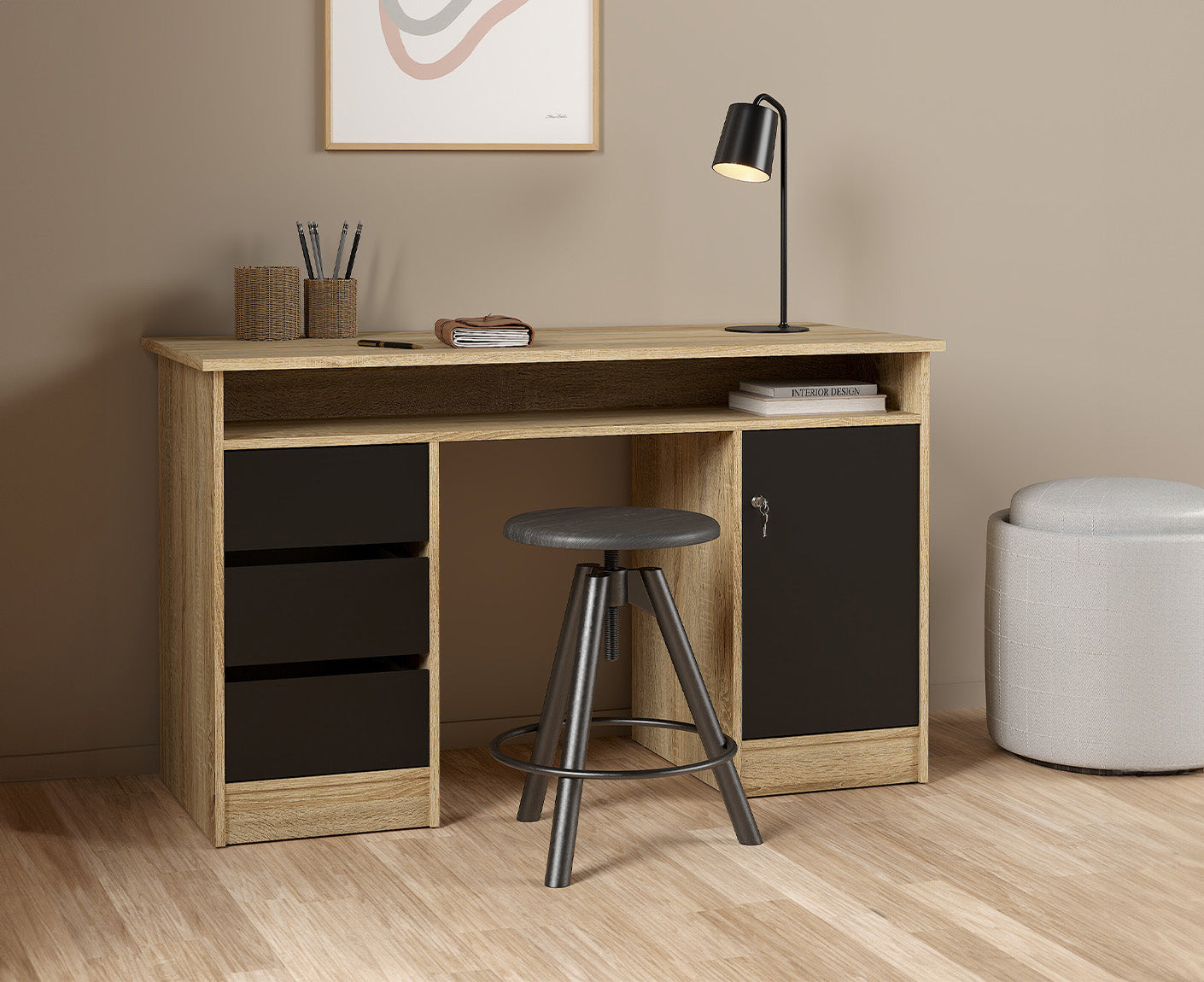 Function Plus Schreibtisch 1 Tür + 3 Schubladen