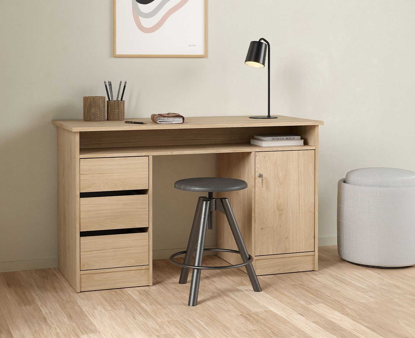 Function Plus Schreibtisch 1 Tür + 3 Schubladen