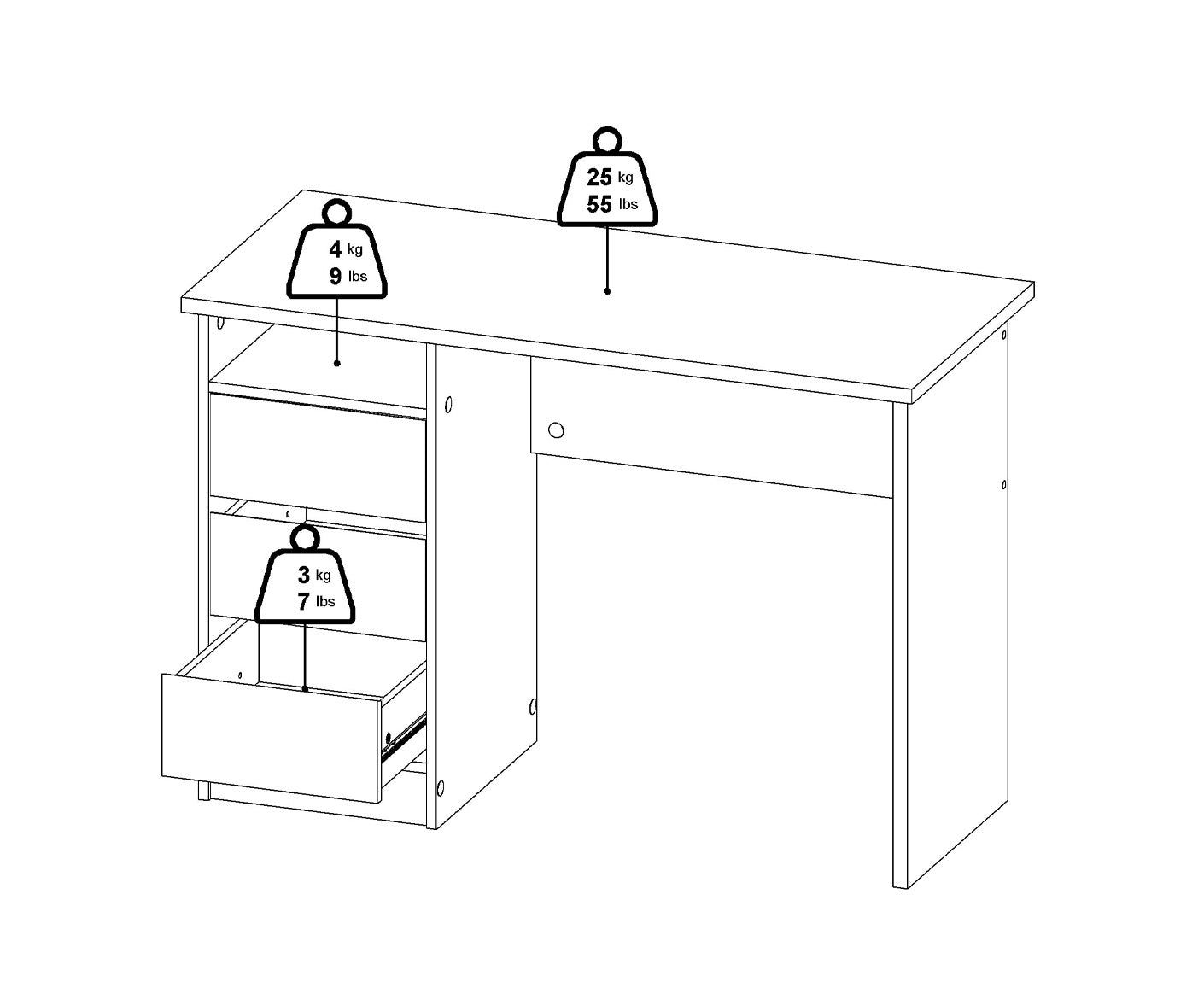 Function Plus Schreibtisch 3 Schubladen