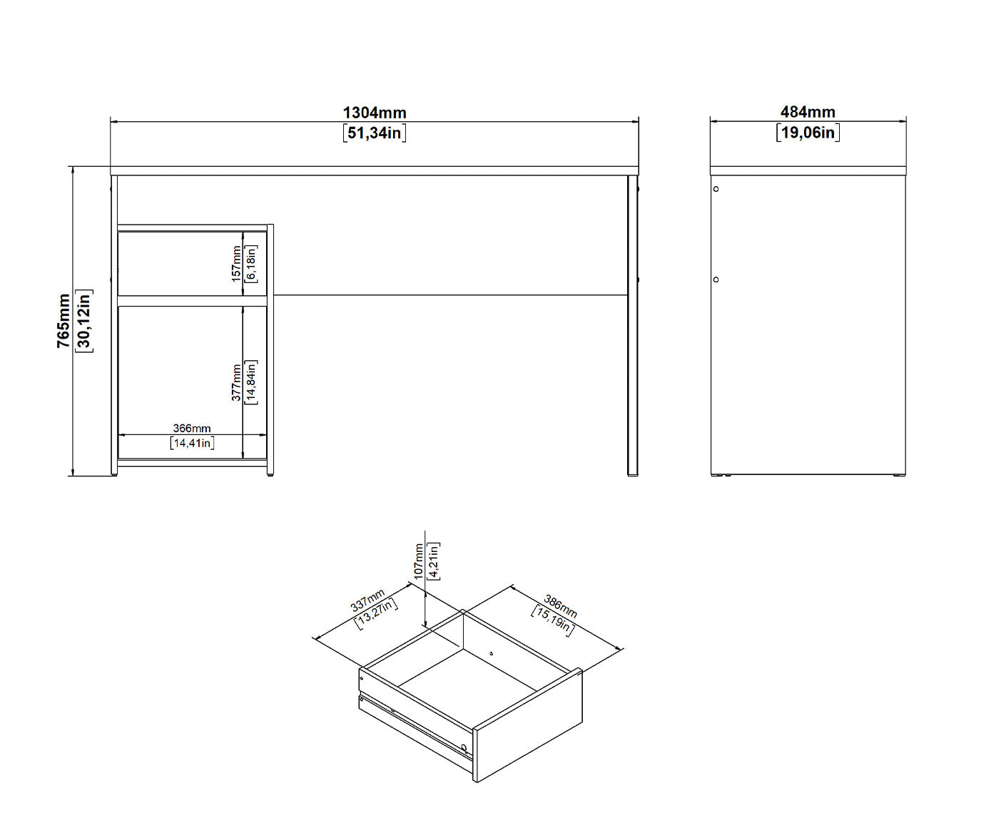 Function Plus Schreibtisch mit 1 Tür + 1