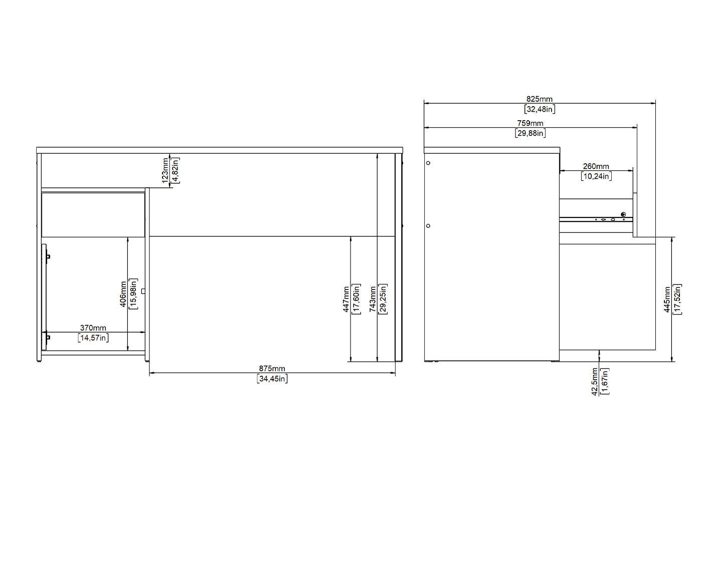 Function Plus Schreibtisch mit 1 Tür + 1