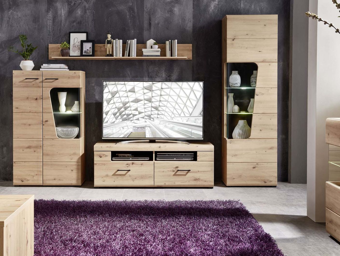 Funny Plus Vitrine rechts inkl. LED-Beleuchtung Artisan Eiche