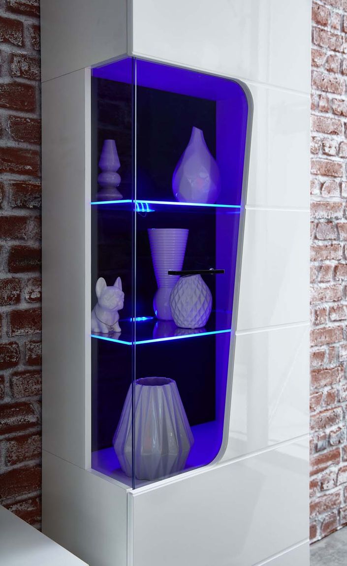 Funny Plus Vitrine rechts inkl. LED-Beleuchtung Weiß hochglanz