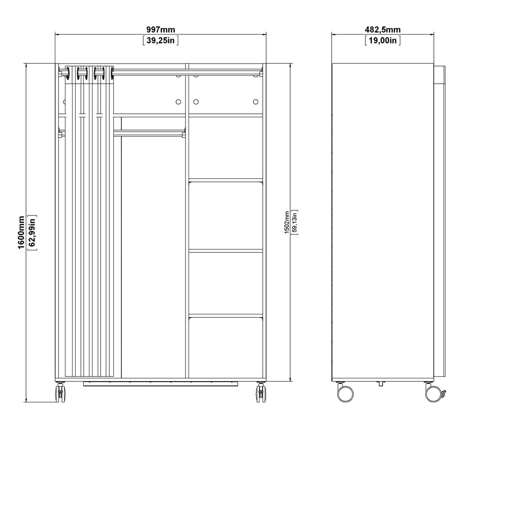 Kit Einsatz für Kleiderschrank Weiß Textil Beige hell