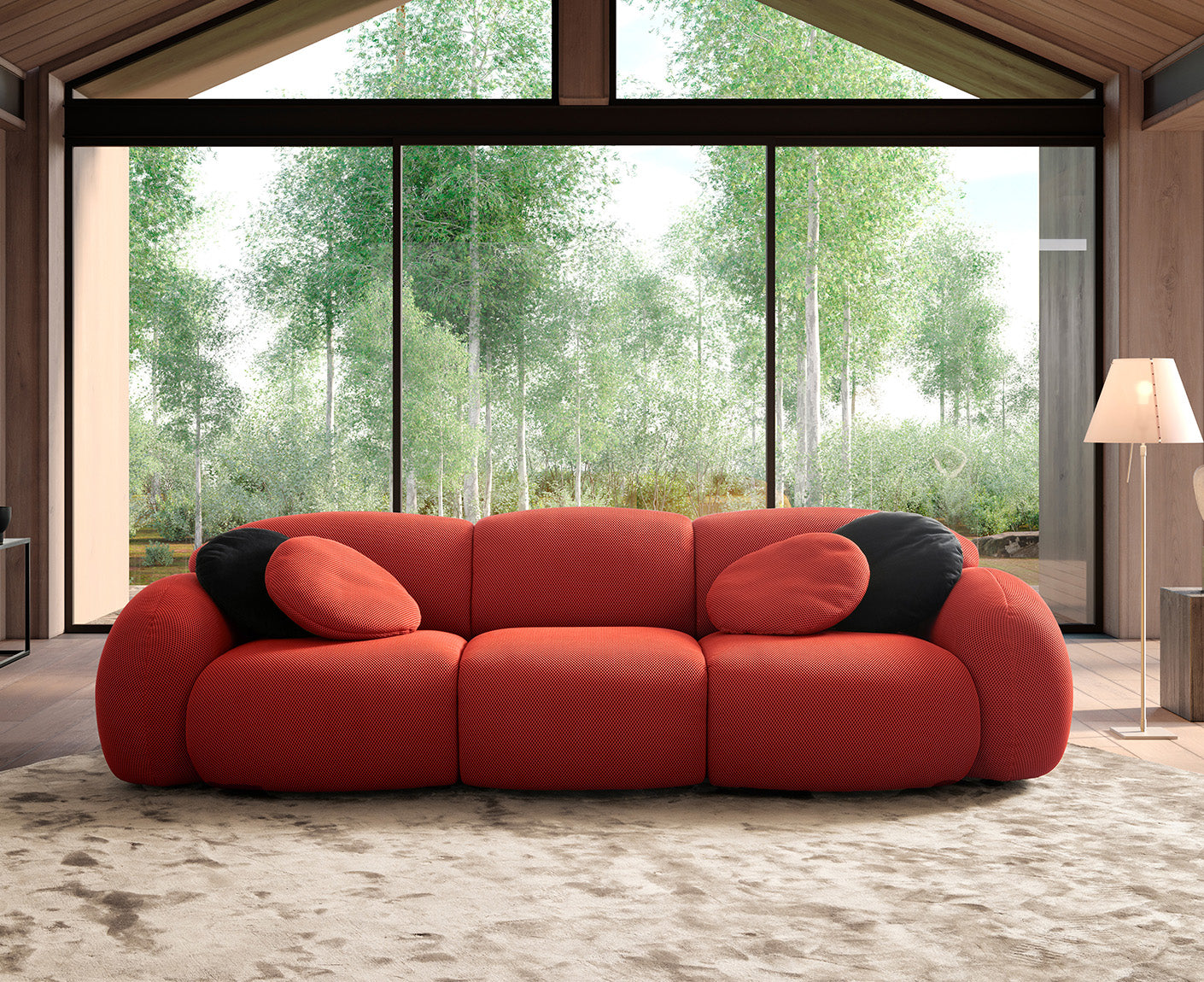 designwerk Globe 3-Sitzer Sofa | 292 x 116 cm | Flachgewebe 3D-Effekt