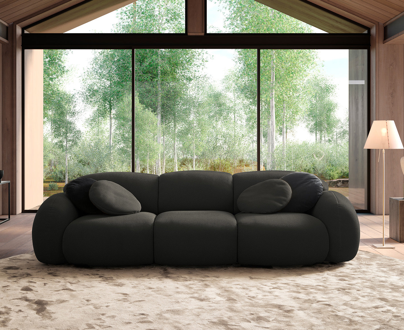 designwerk Globe 3-Sitzer Sofa | 292 x 116 cm | Flachgewebe 3D-Effekt