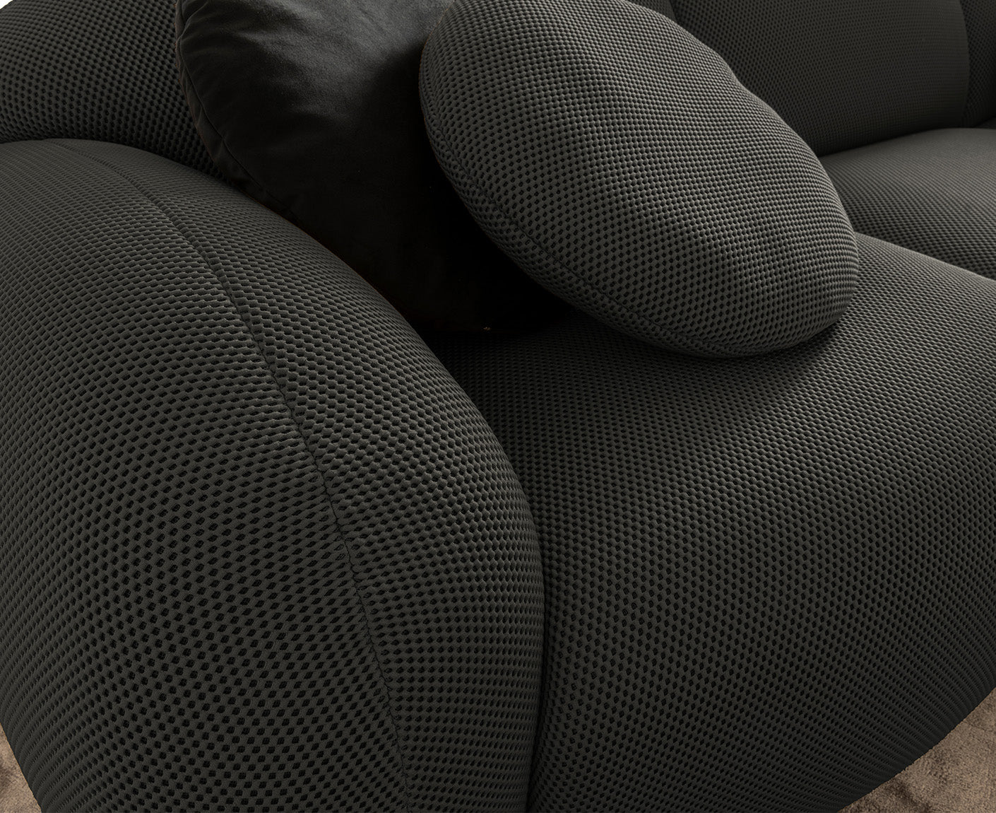 designwerk Globe 3-Sitzer Sofa | 292 x 116 cm | Flachgewebe 3D-Effekt