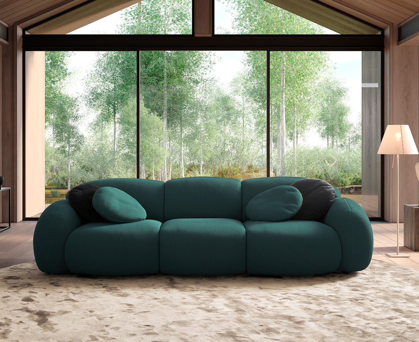 designwerk Globe 3-Sitzer Sofa | 292 x 116 cm | Flachgewebe 3D-Effekt