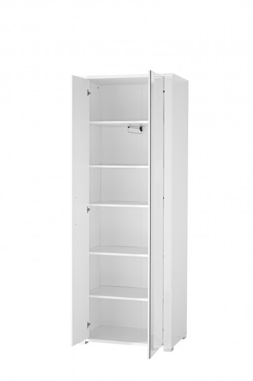 GO Garderobenschrank Dielenschrank Garderobe Flurgaderobe Weiß Hochglanz