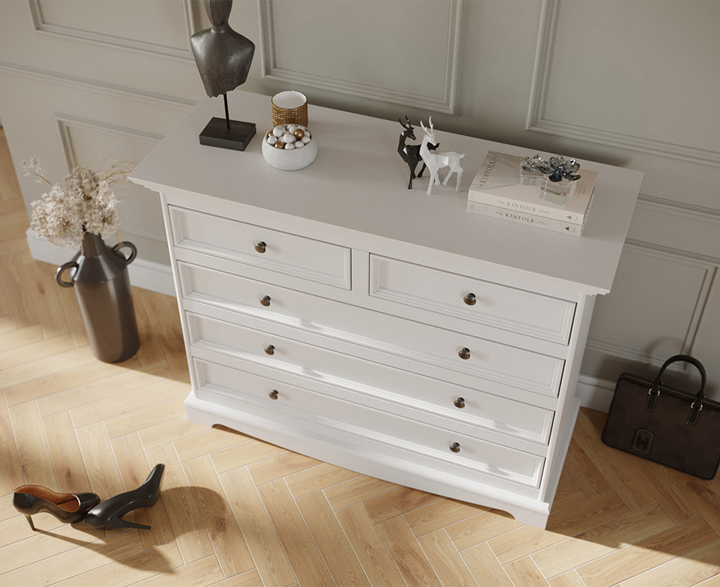 Belluno Elegante Kommode 112x88 cm Massivholz