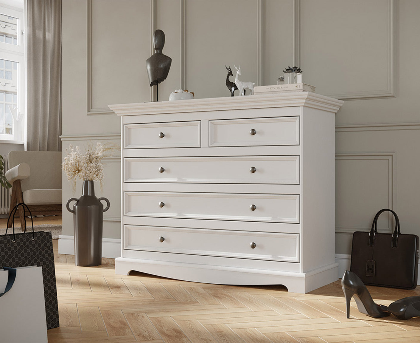 Belluno Elegante Kommode 112x88 cm Massivholz