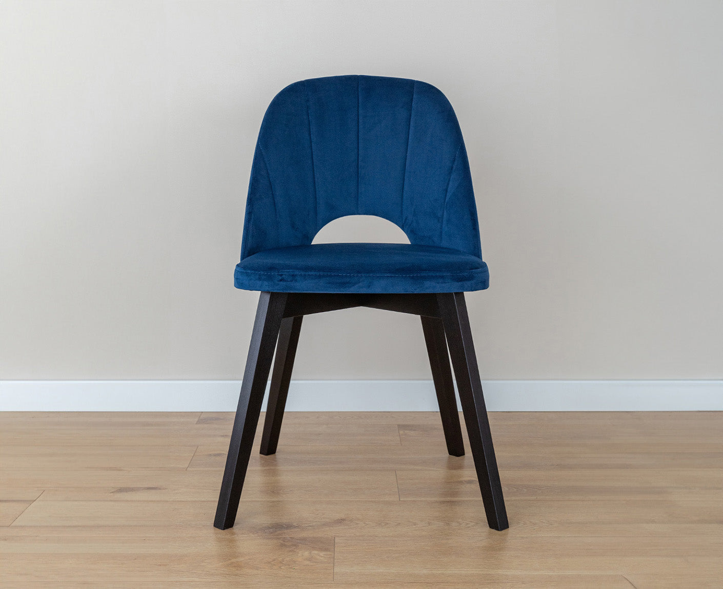 Breno Esszimmerstuhl Massivholz Buche Schwarz/ Blau Samt