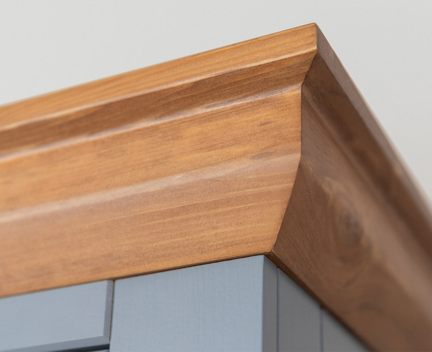 Marone Elite Standvitrine Massivholz Weiß / Grau