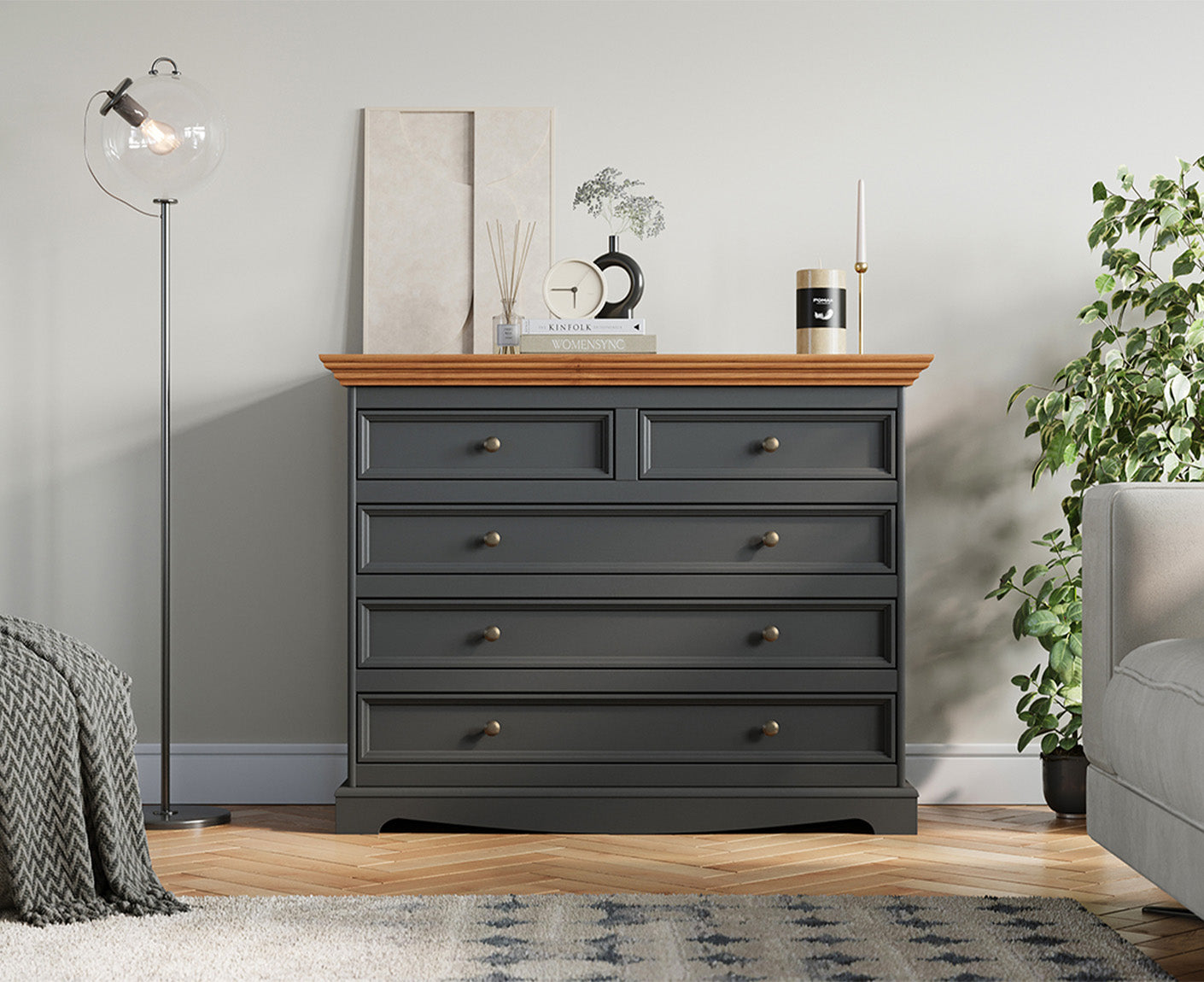 Belluno Elegante Kommode 112x88 cm Massivholz