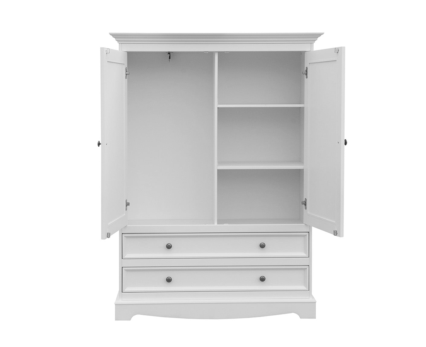 Belluno Elegante Kleiderschrank Massivholz 2-türig mit Schubladen