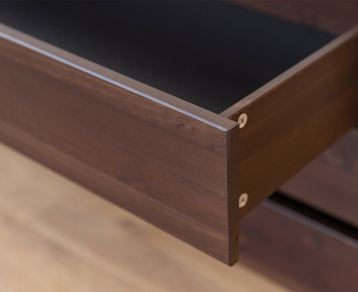 Rosella Schubladen-Modul für Kleiderschrank 3 Schubladen Schmal Massivholz Tabacco