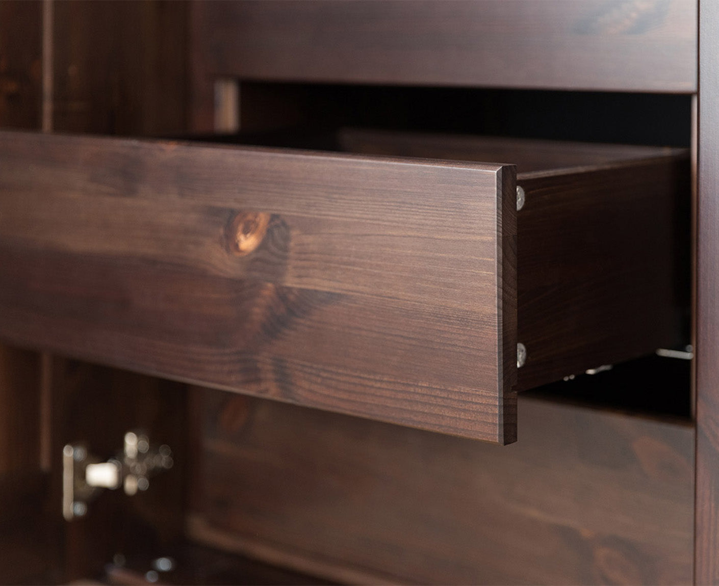 Rosella Schubladen-Modul für Kleiderschrank 3 Schubladen Schmal Massivholz Tabacco