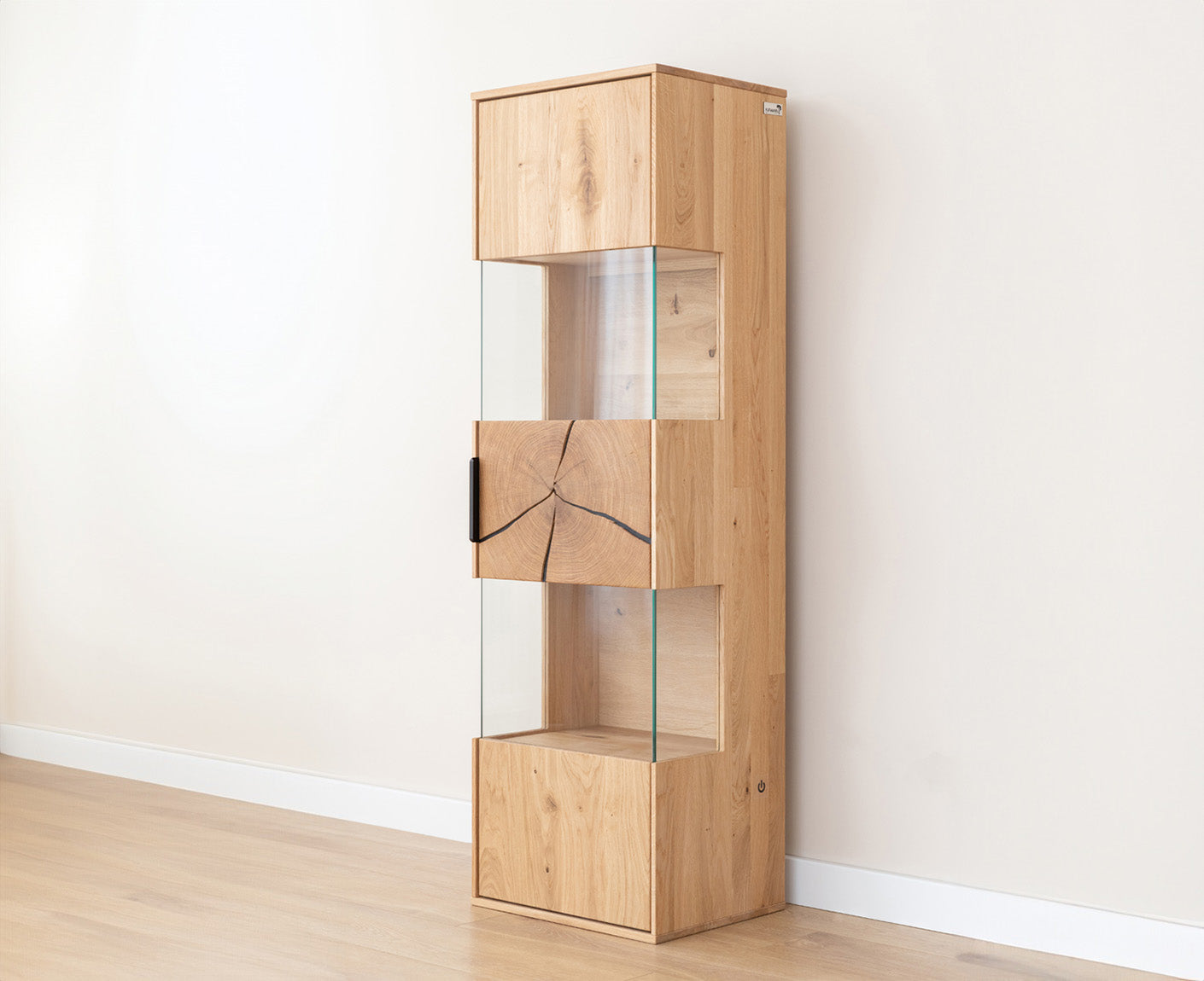 Tirano Hängevitrine Hirnholz Massivholz Eiche geölt, fertig montiert