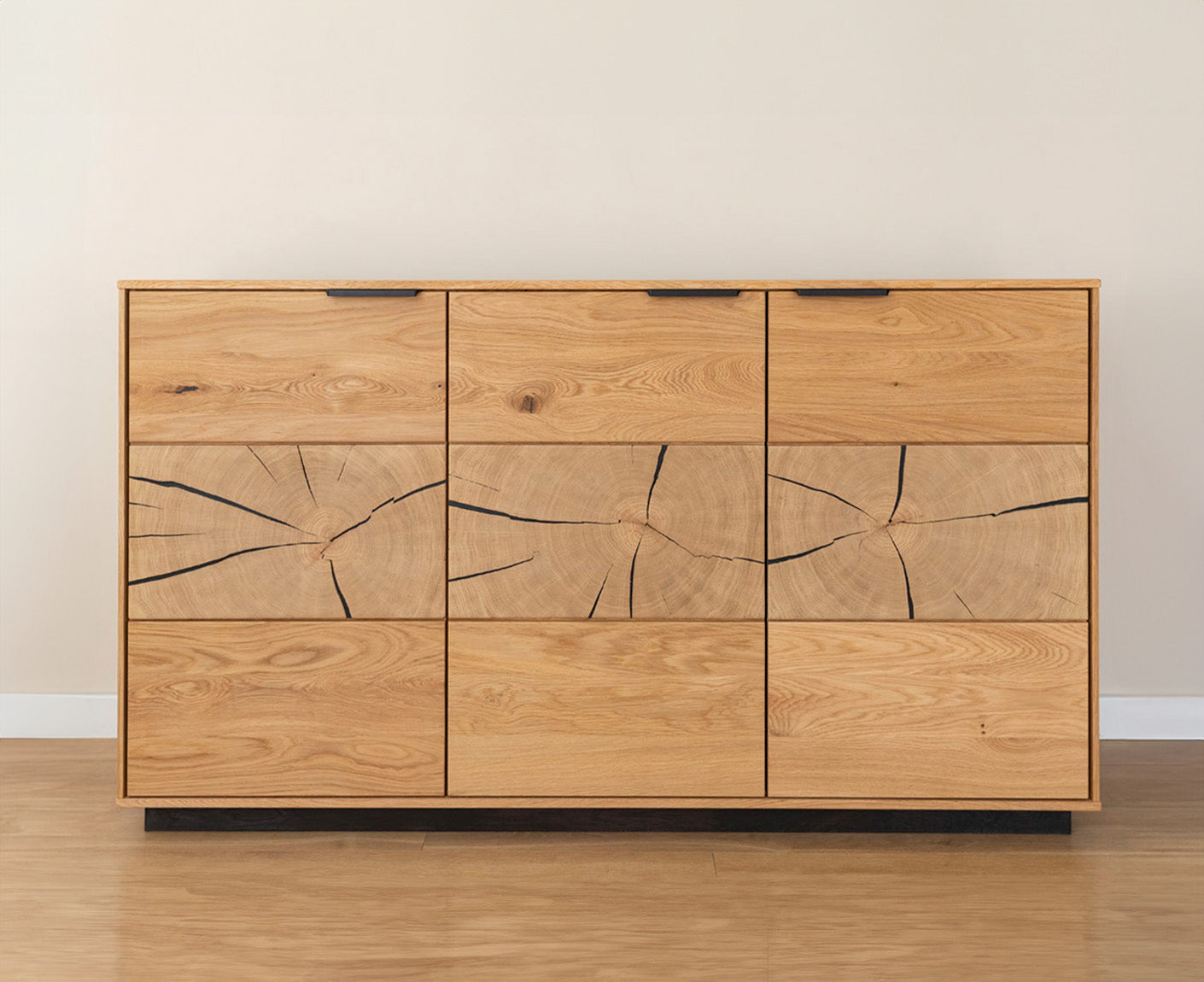 Tirano Sideboard Hirnholz Massivholz Eiche geölt, fertig montiert