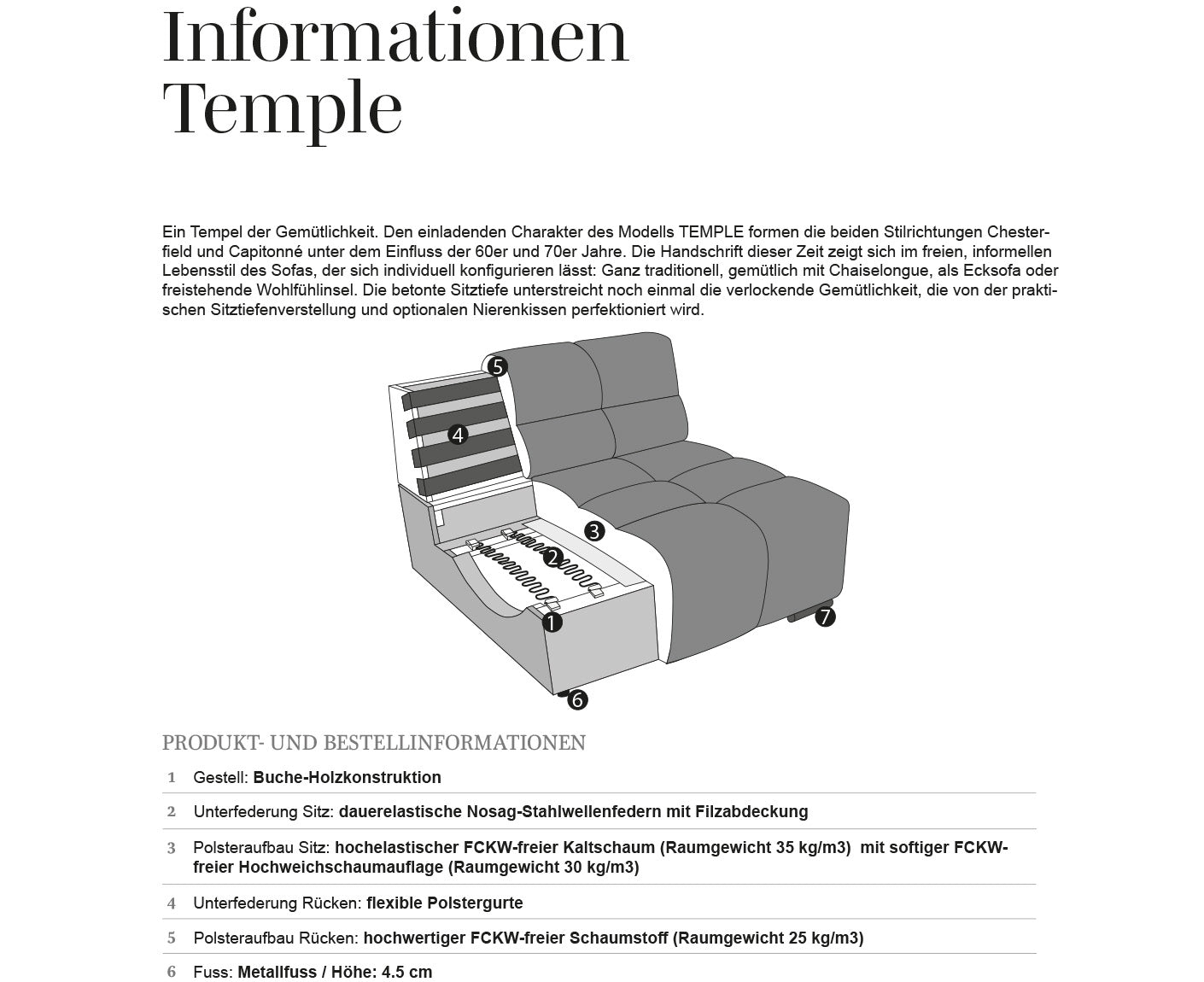 designwerk Temple 3-Sitzer Sofa | 288 x 113 cm| mit Rückenverstellung | Microfaser