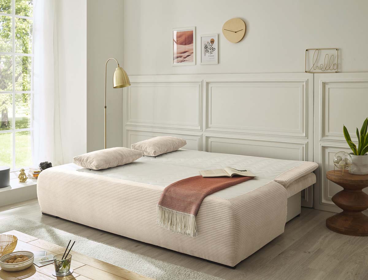 Jarek Schlafsofa 208 x 95 cm, inkl. Bettkasten, Beige