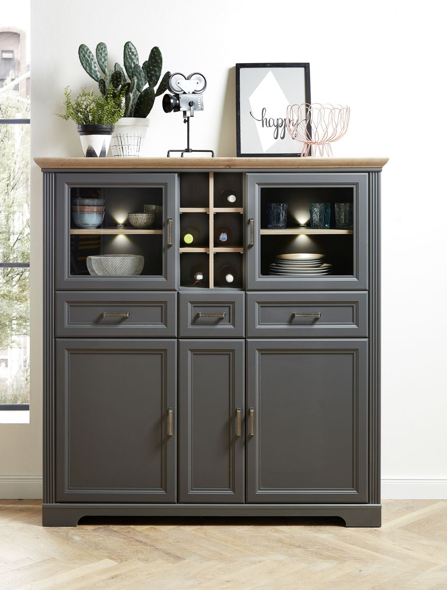 JASMIN Highboard Graphit / Eiche