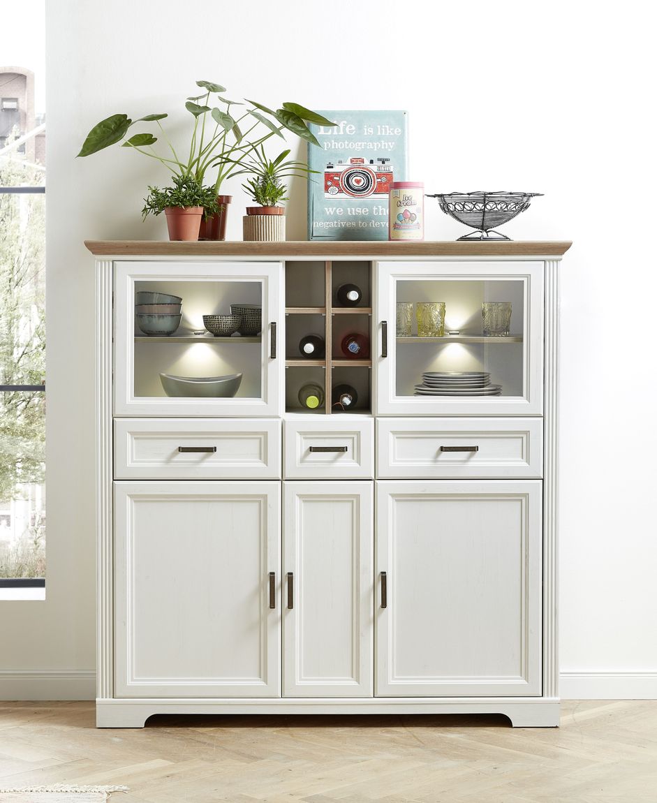 JASMIN Highboard Pinie hell / Eiche