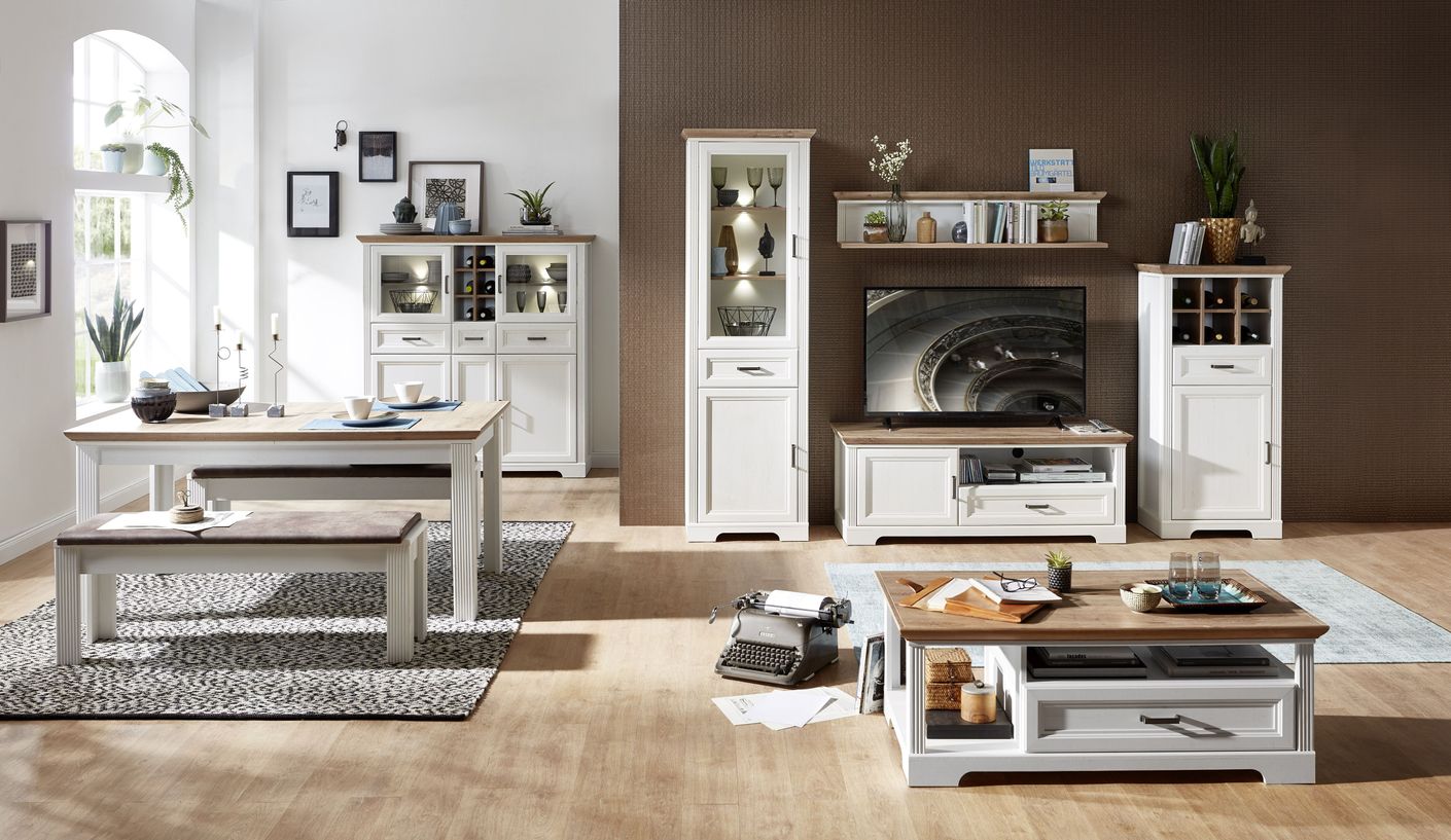 JASMIN Highboard Pinie hell / Eiche