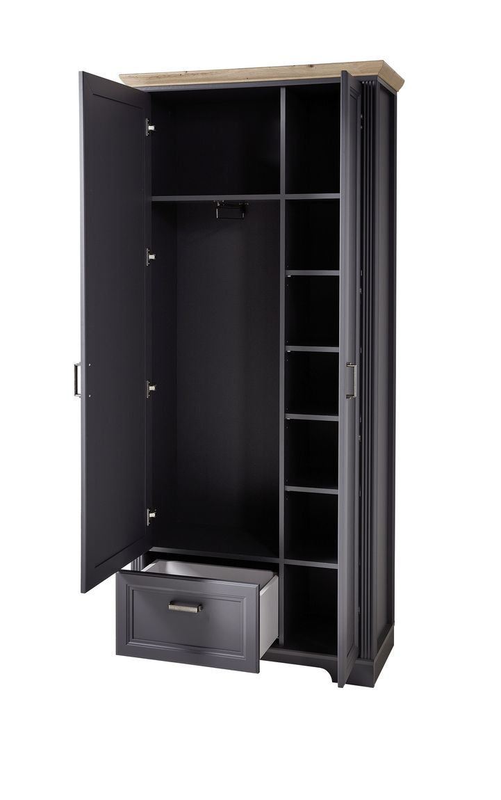 25181 JASMIN Garderobenschrank Graphit / Eiche
