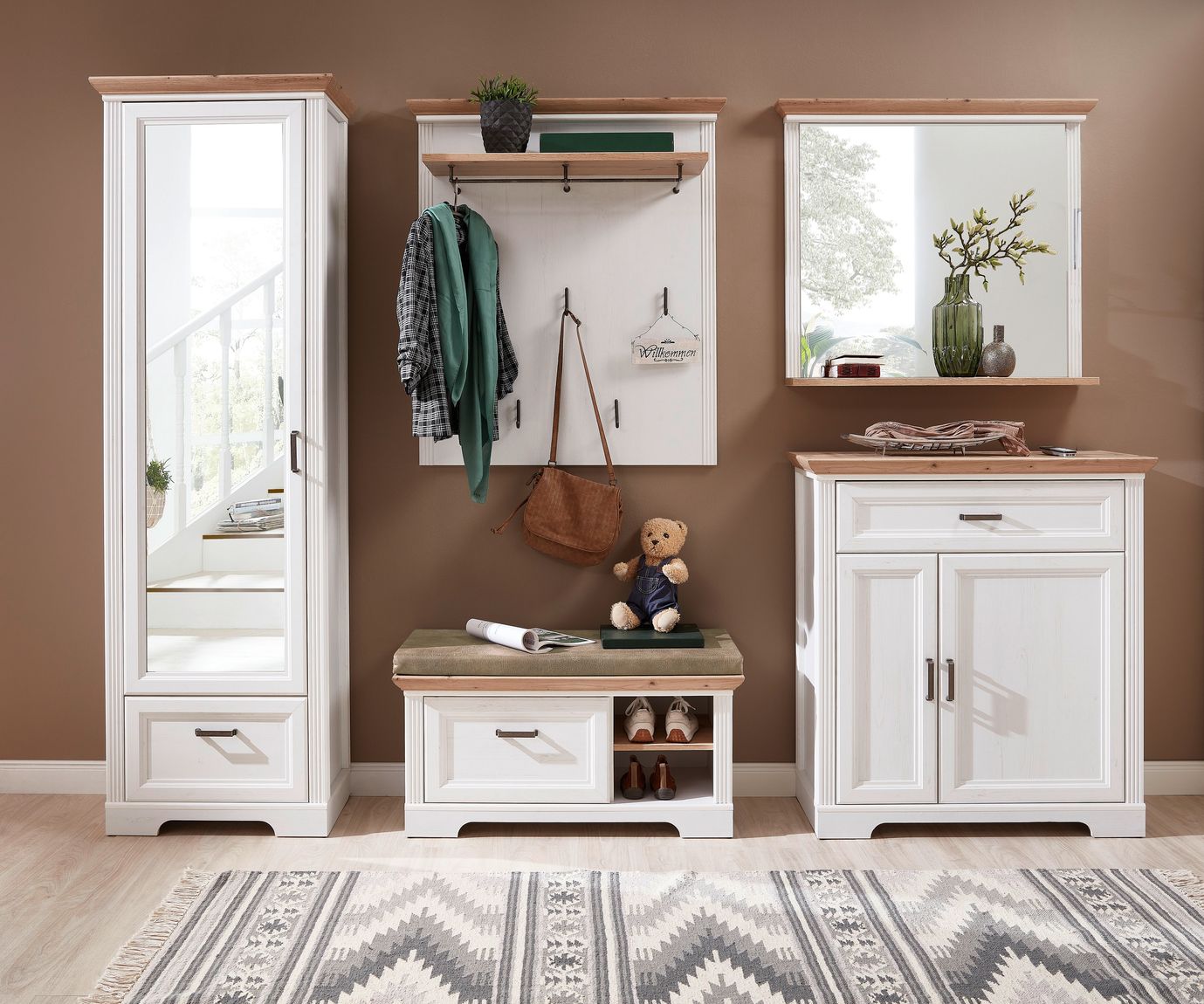 25168 JASMIN Garderobenschrank Pinie hell / Eiche