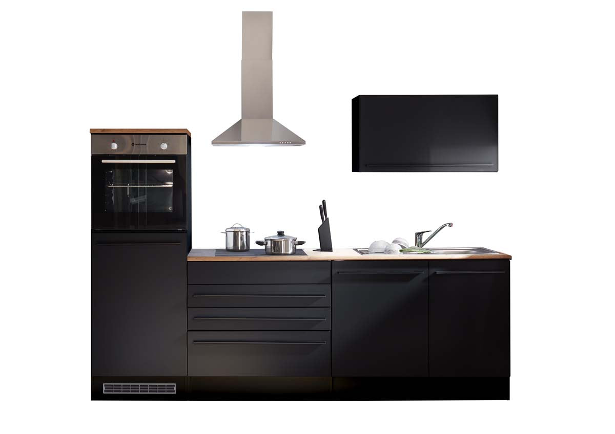 Jarklow Küchenblock 260 cm Schwarz Matt