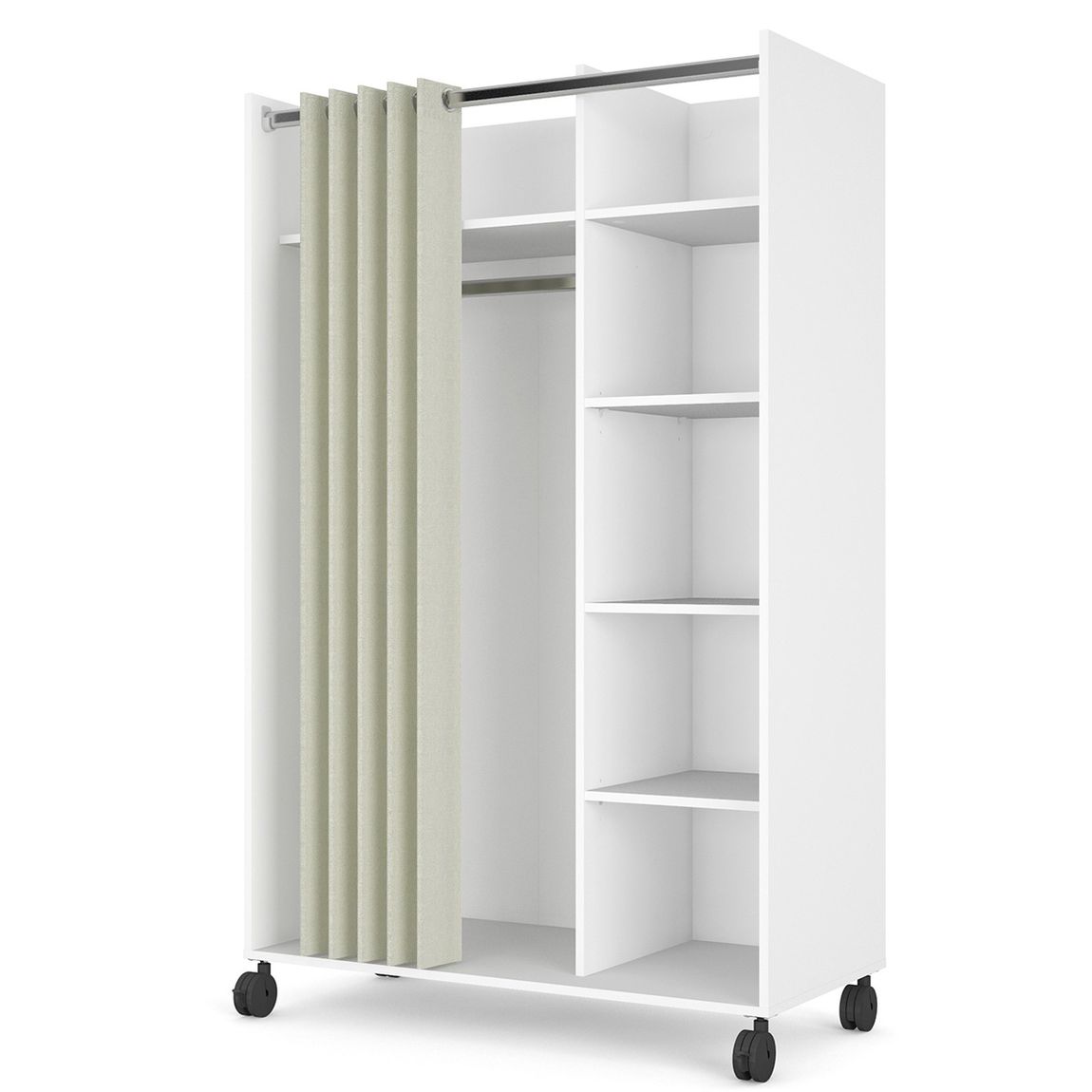Kit Einsatz für Kleiderschrank Weiß Textil Beige hell