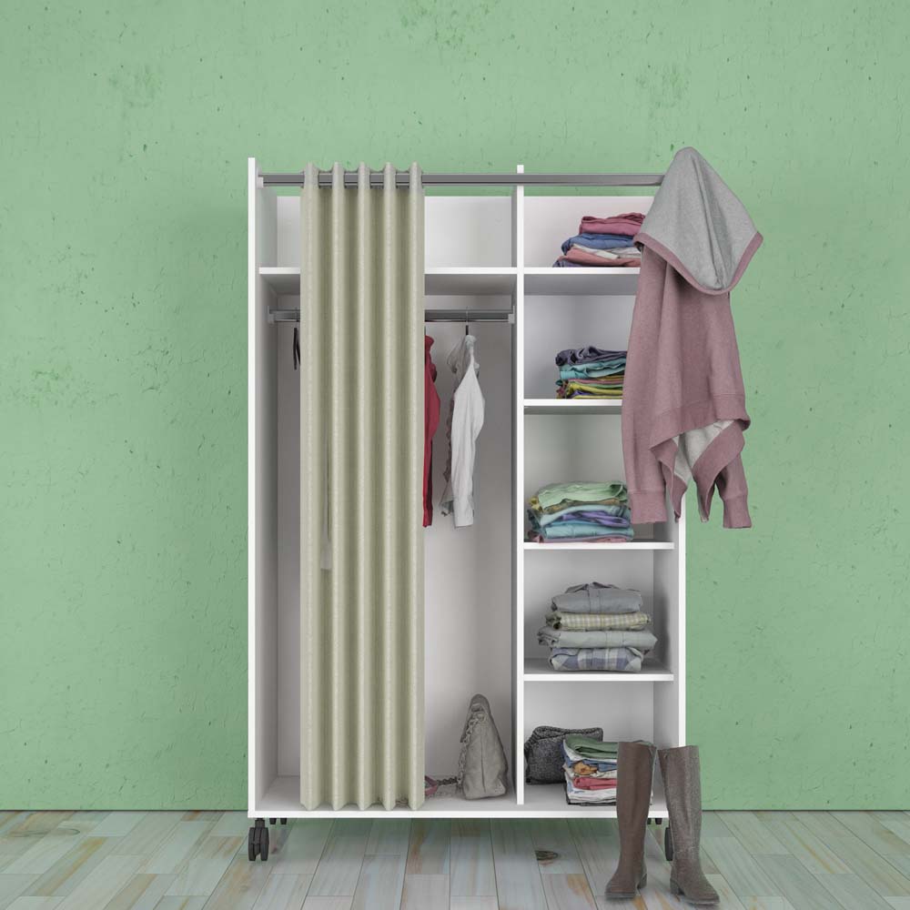 Kit Einsatz für Kleiderschrank Weiß Textil Beige hell