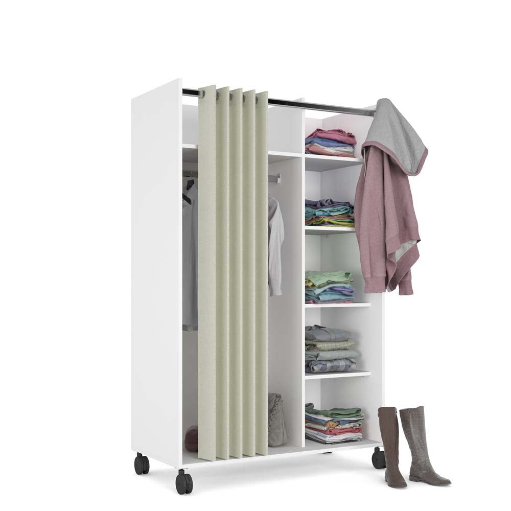 Kit Einsatz für Kleiderschrank Weiß Textil Beige hell