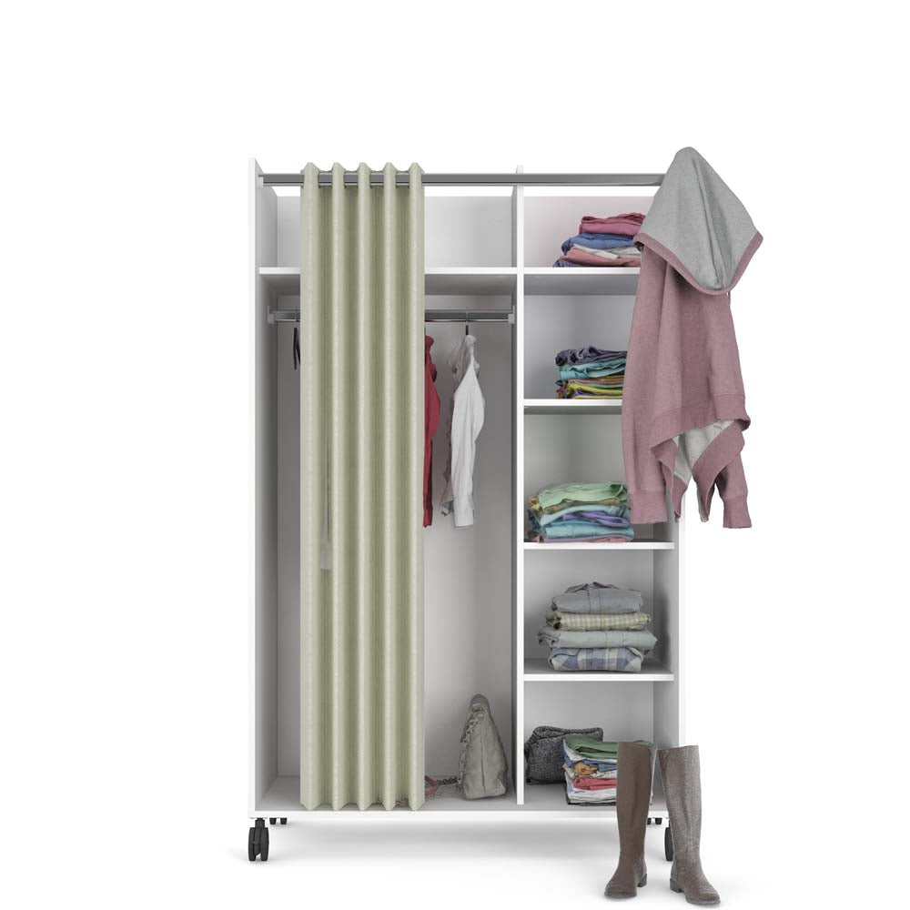 Kit Einsatz für Kleiderschrank Weiß Textil Beige hell
