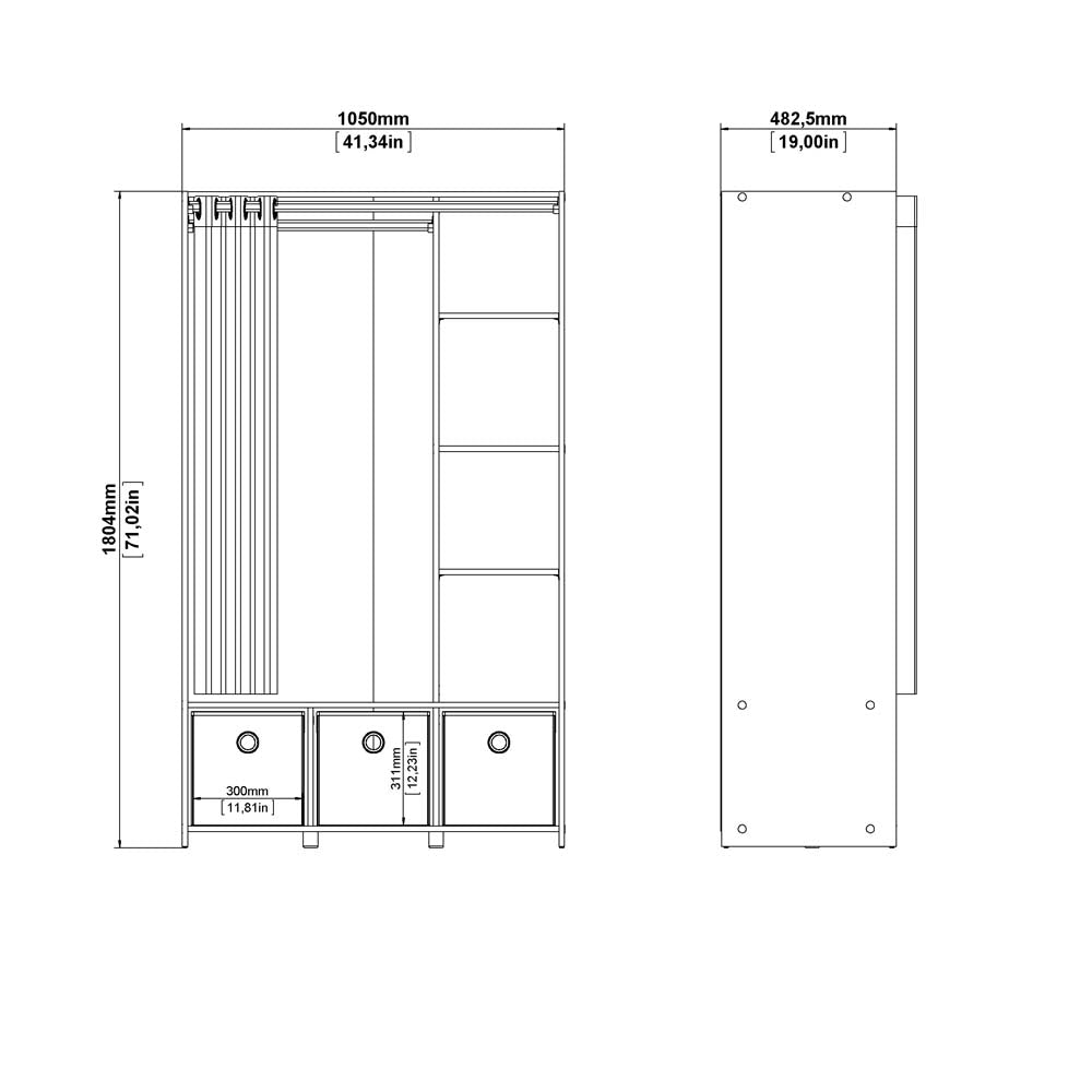 Kit Einsatz für Kleiderschrank Jackson Hickory Textil Beige hell