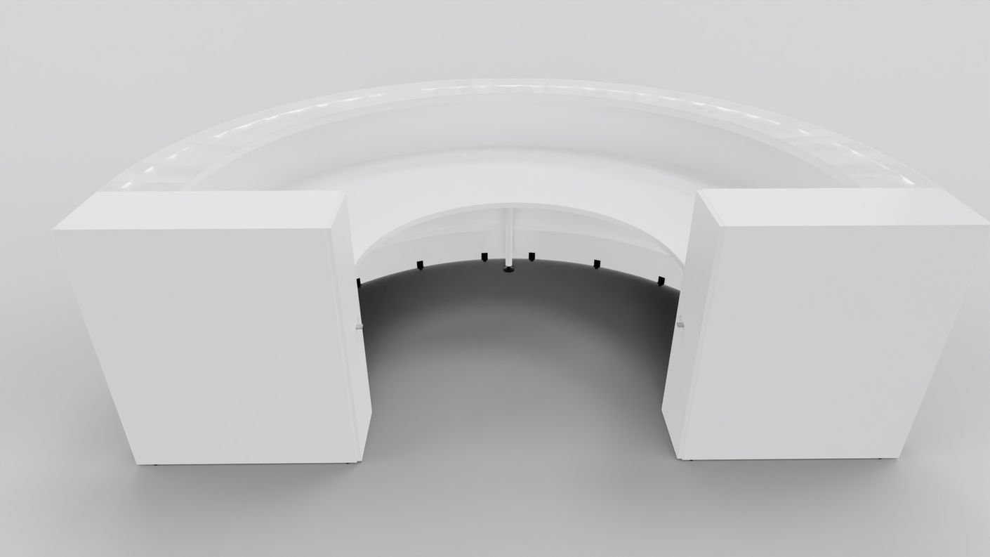 Valde 7 Empfangstheke rund 302x192 cm, Kanadische Eiche / Korpus wählbar
