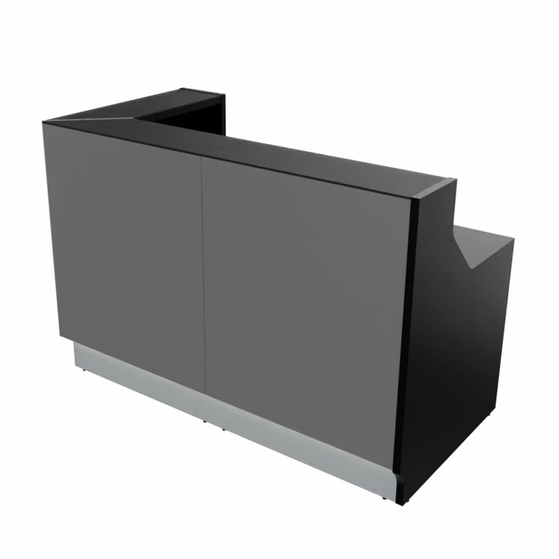 Linea 4 Empfangstheke, einseitig geschlossen, Silber / Größe und Korpus wählbar