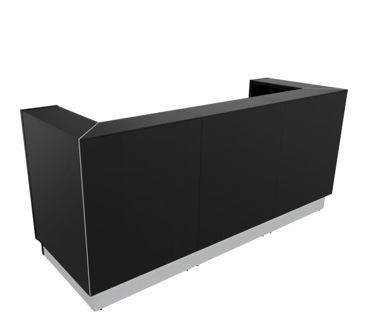 Linea 3 Empfangstheke mit Arbeitsfläche gerade, Schwarz / Größe und Korpus wählbar
