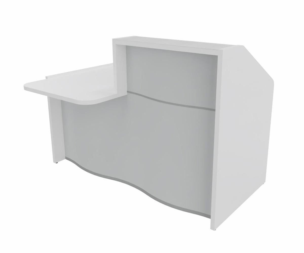 Wave 3 Empfangstheke mit Arbeitsplatte 75cm, Größe wählbar, Weiß / Grau Matt
