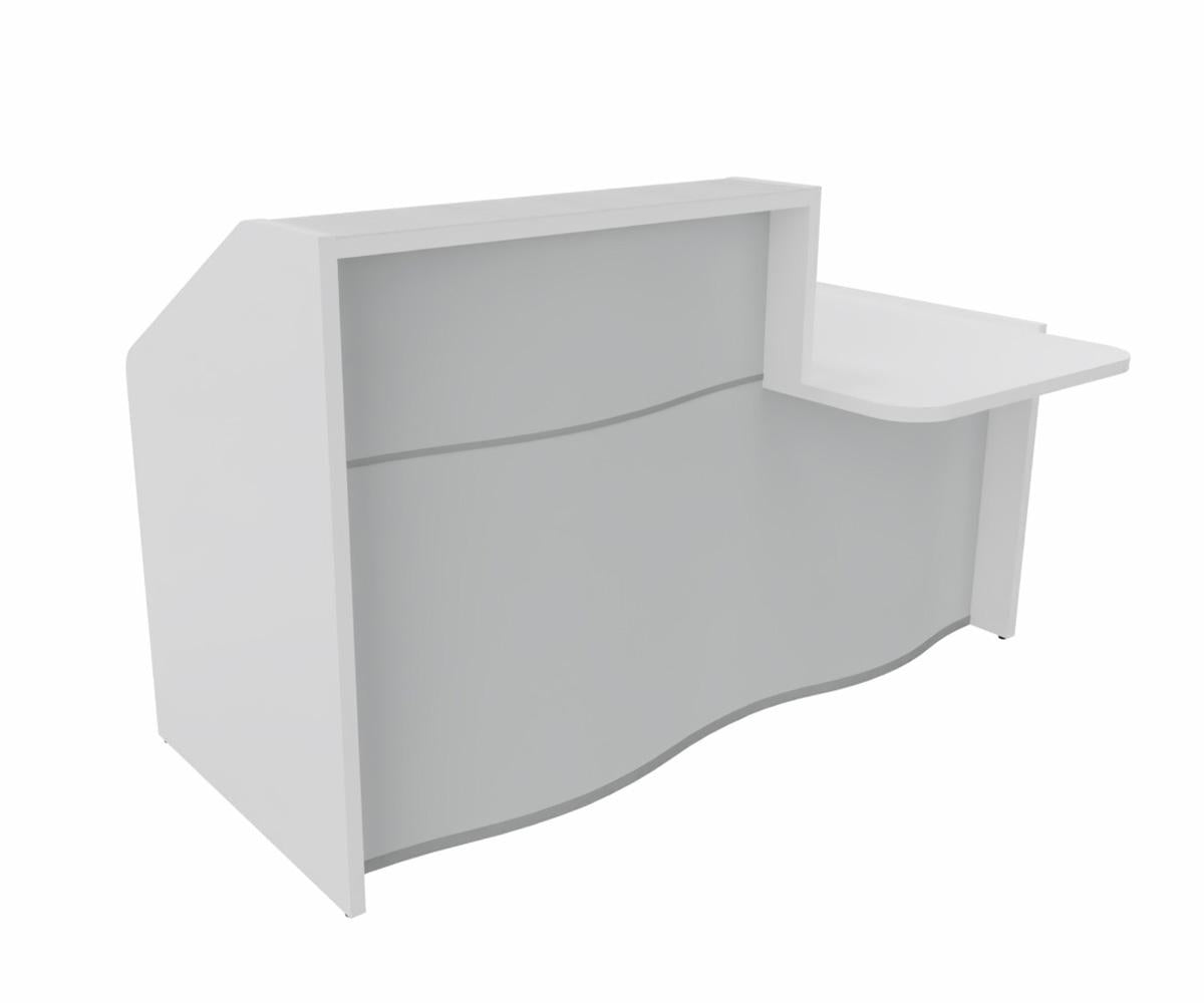 Wave 3 Empfangstheke mit Arbeitsplatte 75cm, Größe wählbar, Weiß / Grau Matt