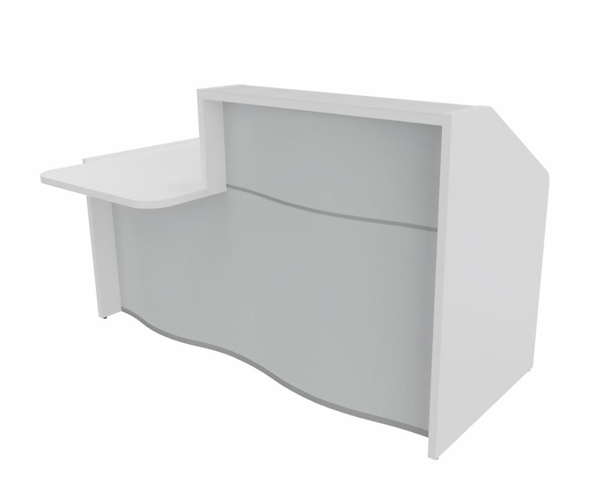Wave 3 Empfangstheke mit Arbeitsplatte 75cm, Größe wählbar, Weiß / Grau Matt