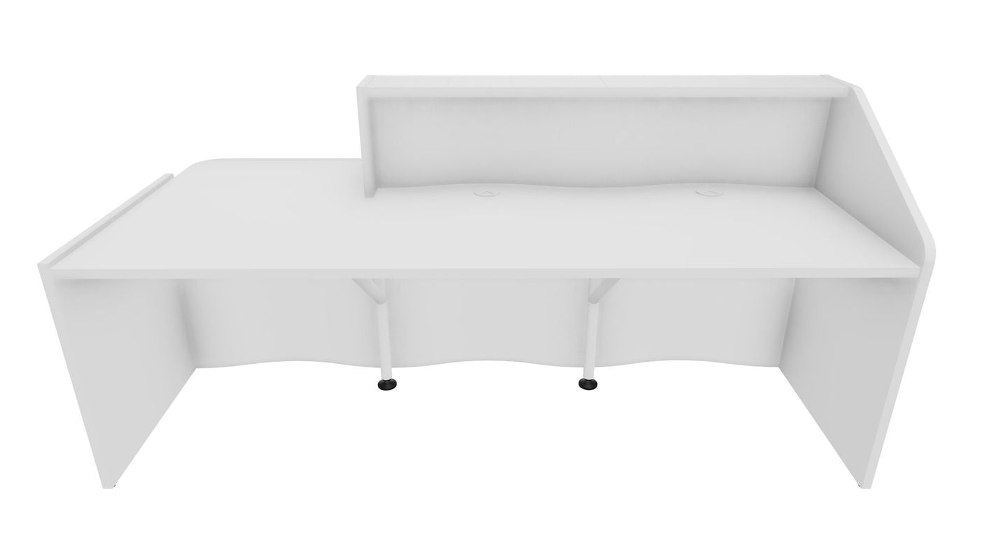 Wave 3 Empfangstheke mit Arbeitsplatte 75cm, Größe wählbar, Weiß / Grau Matt