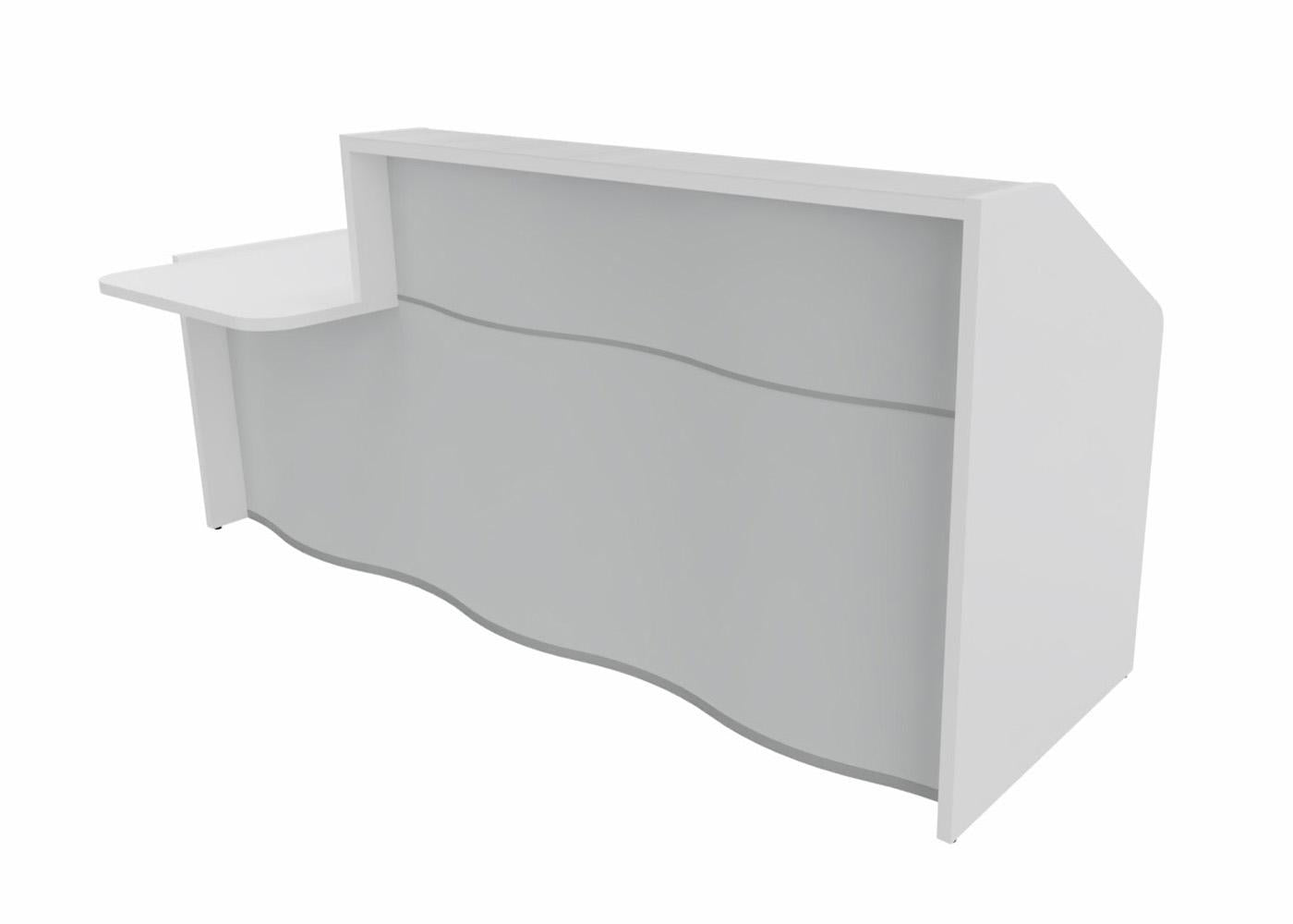 Wave 3 Empfangstheke mit Arbeitsplatte 75cm, Größe wählbar, Weiß / Grau Matt