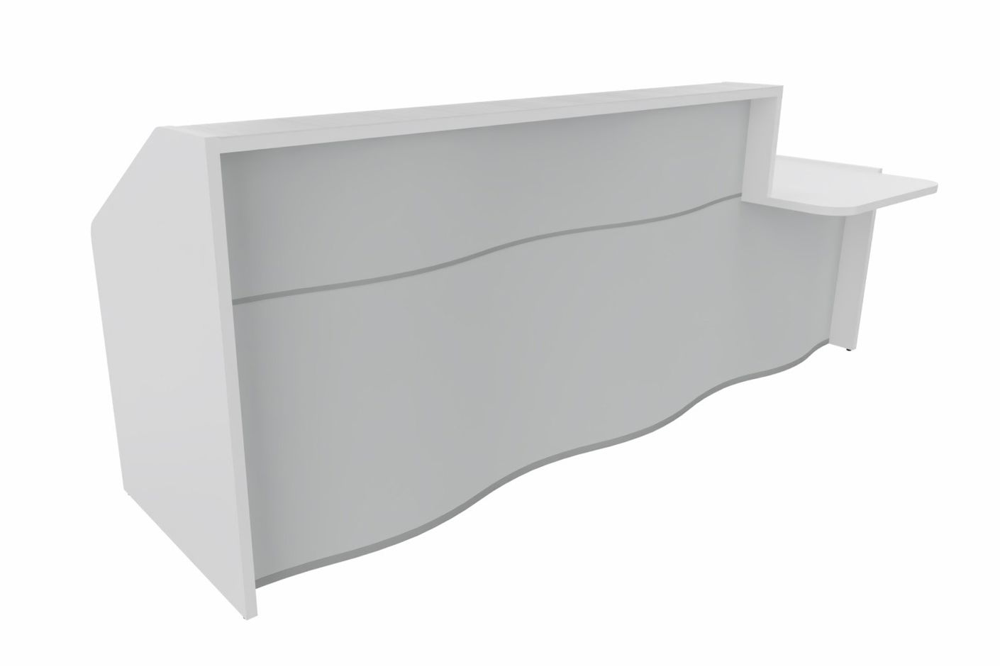 Wave 3 Empfangstheke mit Arbeitsplatte 75cm, Größe wählbar, Weiß / Grau Matt