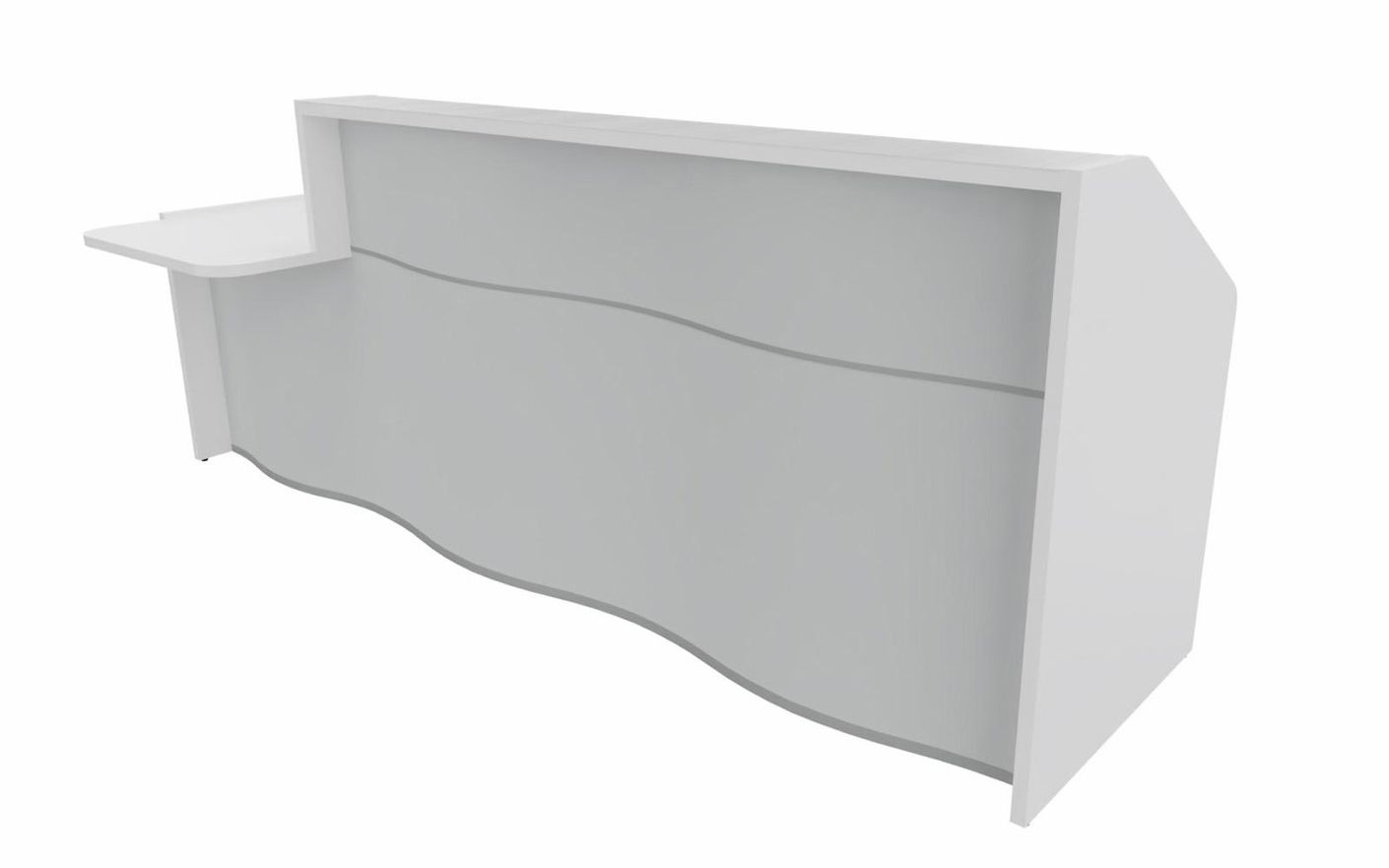 Wave 3 Empfangstheke mit Arbeitsplatte 75cm, Größe wählbar, Weiß / Grau Matt